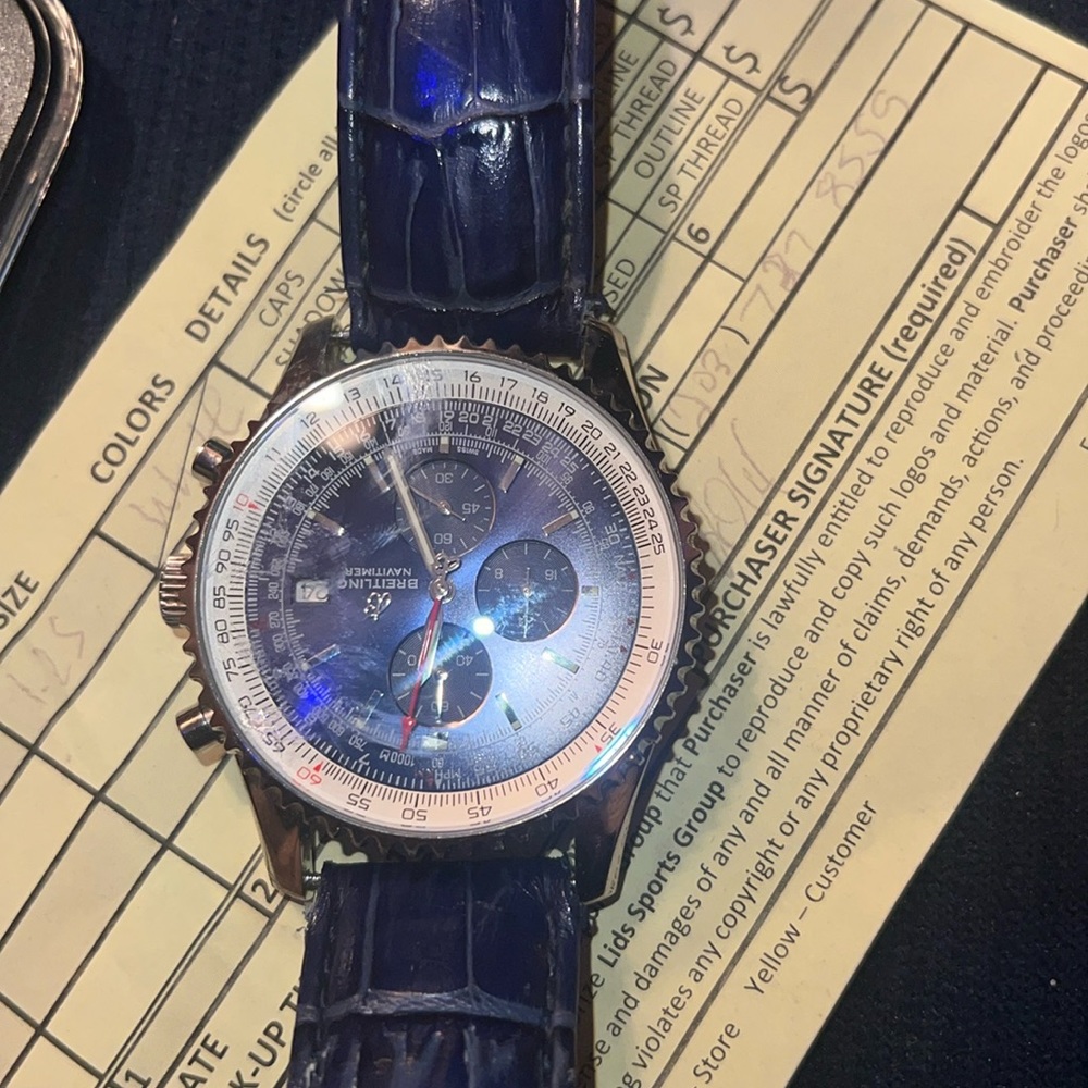 Breitling, NAV, meter Blueface unique blue snake leather
